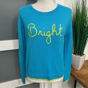 Lilly Pulitzer BRIGHT Scripted Front Blue Sweater SZ Small Preppy Casual EUC